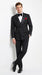 Men’s Black Double Breasted Evening Wear Suit with Satin Shawl Lapel and Red Pocket Square
