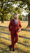 Men’s Red Pinstripe Suit – Stripe Two-Button Vested Suit 2 Buttons