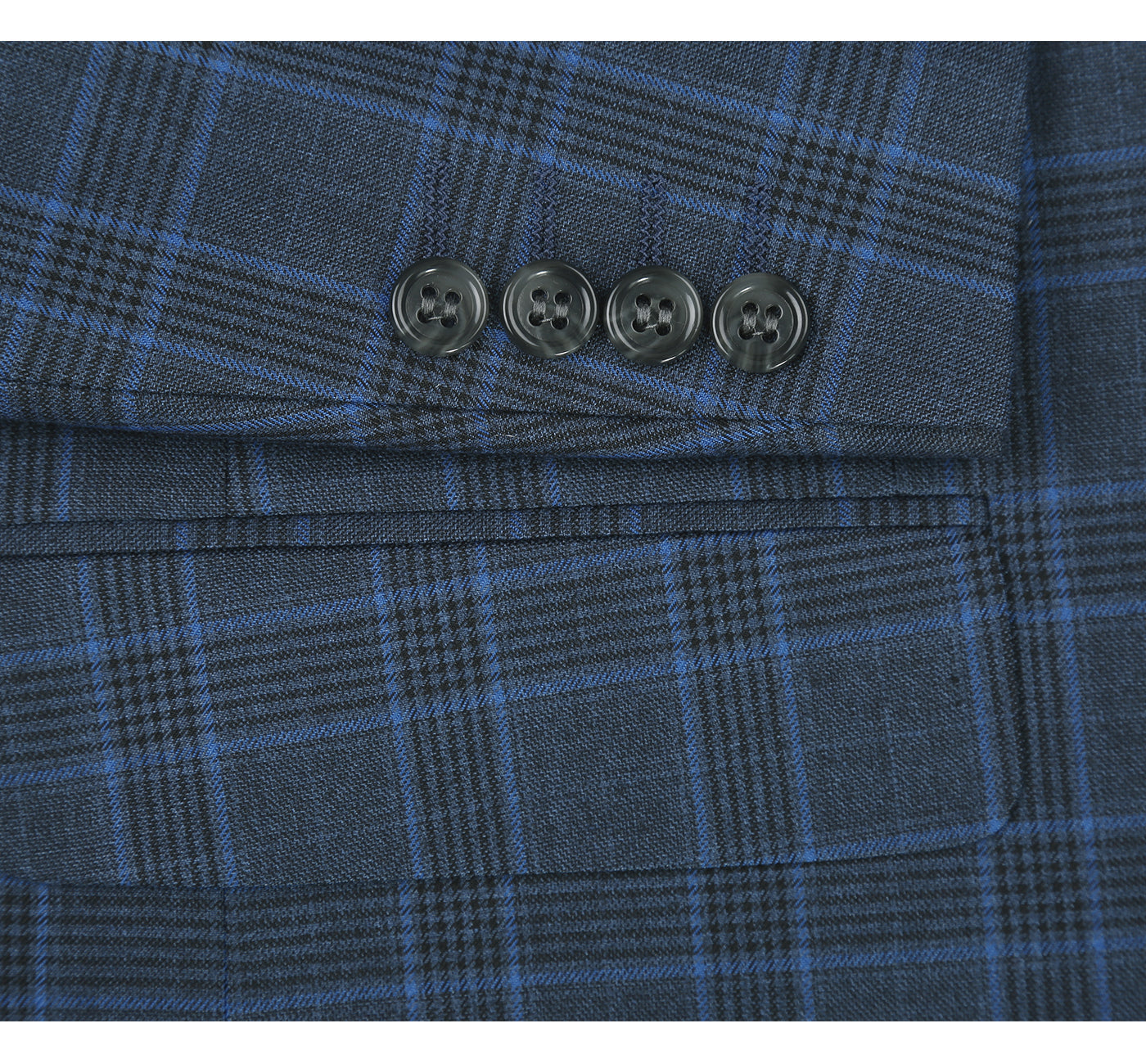 293-6 Men's Two Piece Classic Fit Windowpane Check Dress Suit - Image 5
