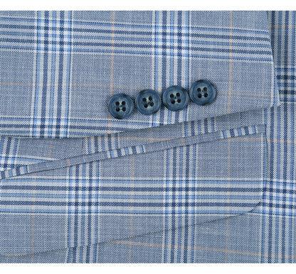 293-3 Men's 2-Piece Slim Fit Notch Lapel Stretch Windowpane Suit - Image 6