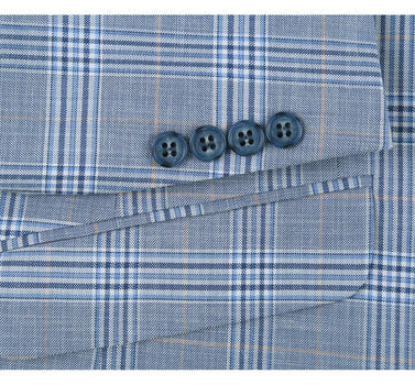 293-3 Men's 2-Piece Slim Fit Notch Lapel Stretch Windowpane Suit - Image 6