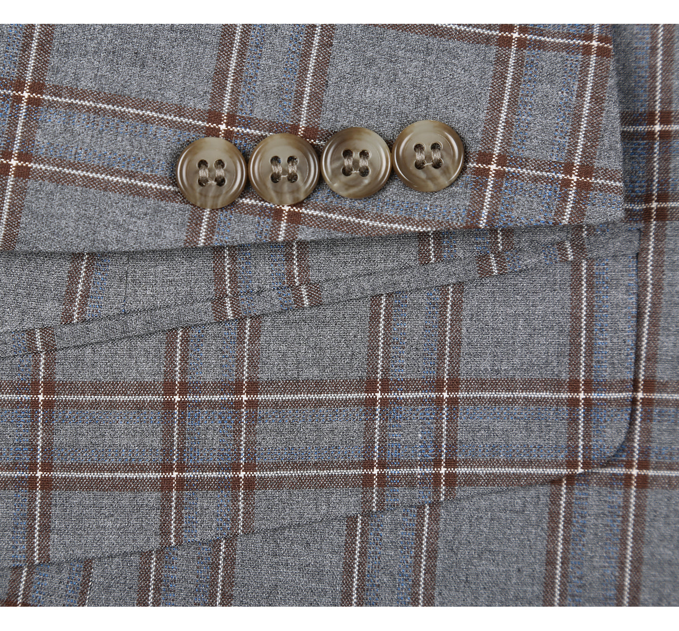 293-7 Men's Two Piece Slim Fit Stretch Windowpane Check Dress Suit - Image 5