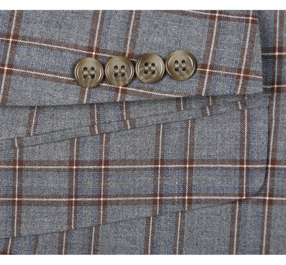 293-7 Men's Two Piece Slim Fit Stretch Windowpane Check Dress Suit - Image 5