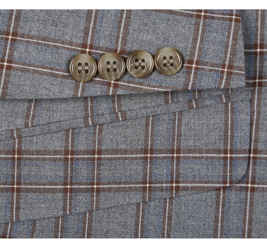 293-7 Men's Two Piece Slim Fit Stretch Windowpane Check Dress Suit - Image 5