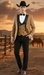 Men’s Western Cowboy Tuxedo – Tan and Black 3-Piece Suit with Satin Lapel and Vest in Mocca Coffee Color
