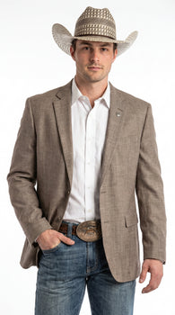 Men’s Dark Tan Taupe Light Brown Western Cowboy Blazer – Classic Country Style Jacket for Wedding, Casual Country Jacket Textured