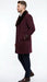 Men’s Burgundy Three Quarter Coat with Faux Fur Collar Overcoat – Luxury Winter Outerwear Three Quarter Carcoat Topcoat