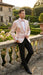 Men’s Pink Blush Floral Jacquard Blazer with Embellished Shawl Lapel – Luxury Party and Wedding Wear Jacket