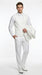 Men’s White Paisley Wedding Tuxedo with Groom Suit Jacket, Vest and Pants, Formal Dress Suit