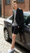 Men’s Black Summer Business Suit with Shorts Pants Set
