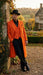 Men’s halloween Costume Orange Long Zoot Suit Set With Black Shirt and Black Pants included