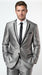 Men’s Silver Sharkskin Tuxedo Suit with Black Piping – Shiny Two Button Formal Suit for Wedding, Prom and Party Wear
