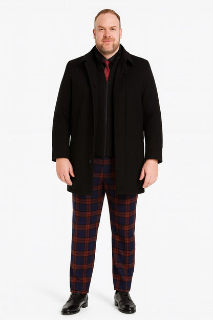 Mens Black Wool Overcoat – Classic Single-Breasted Winter Coat for Business and Formal Wear - Image 5