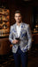 Men’s Navy Blue and Gray Paisley Print Blazer – Prom Jacket for Formal, Party, and Evening Wear