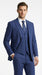 Men’s Cobalt Blue 3 Piece Suit – Indigo Light Blue Pinstripe Formal Suit with Vest for Wedding, Business Modern Fit Two buttons