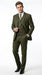 Men’s Olive 3 Piece Suit with Blazer, Vest and Pants, Formal Wedding Business Dress Suit