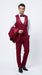 Mens Burgundy Wedding Tuxedo Suit – Paisley Three Piece Formal Suit Set with Shawl Lapel for Groom, Prom