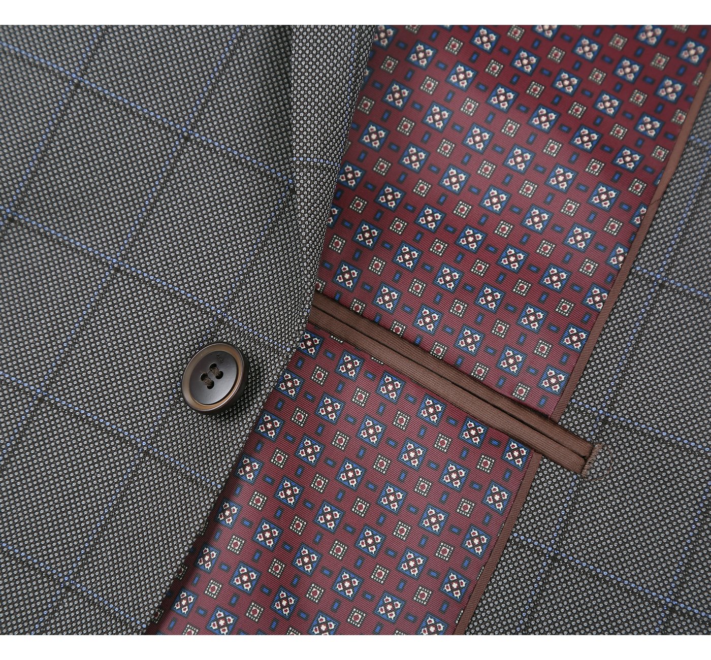 292-2 Men's Two Piece Classic Fit Windowpane Check Dress Suit - Image 6