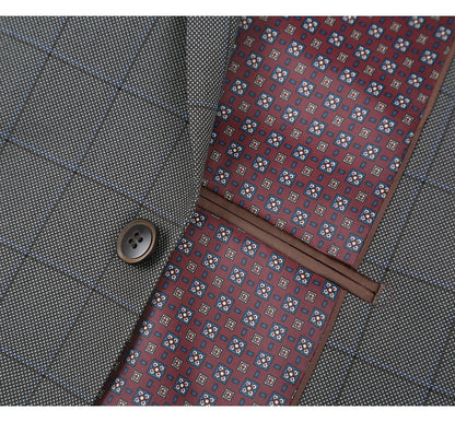 292-2 Men's Two Piece Classic Fit Windowpane Check Dress Suit - Image 6