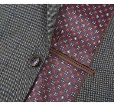 292-2 Men's Two Piece Classic Fit Windowpane Check Dress Suit - Image 6