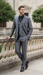 Men’s Dark Grey Shiny Two-Piece Suit – Slim Fitted Formal Jacket and Tailored Pants - Sateen Metalic in Charcoal Gray Color