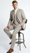 Men’s Light Tan Pinstripe 3 Piece Suit with Jacket, Vest, and Pants | Shadow Stripe Tone Tone Pleated Pants Classic