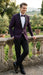 Men’s Eggplant Plum Purple Tuxedo Blazer with Satin Lapel, White Tuxedo Shirt and Matching Purple Bow Tie - Slim Fitted - Prom wedding Suit With Pants