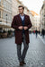 Men’s Burgundy Wool and Cashmere Car Coat – Classic Winter Topcoat for Business and Formal Wear
