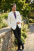 Men’s White Blazer Jacket – Classic Fit Formal Sport Coat with Gold Buttons