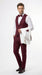 Men’s White and Burgundy 3 Piece Tuxedo Suit, Vested Formal Wedding Prom Dinner Suit Set bowtie included