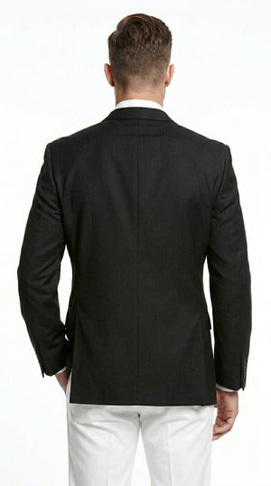 Men’s Black Three Button Blazer – Classic Formal Suit Jacket for Business, Office, Sport Coat