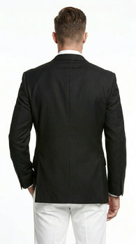 Men’s Black Three Button Blazer – Classic Formal Suit Jacket for Business, Office, Sport Coat
