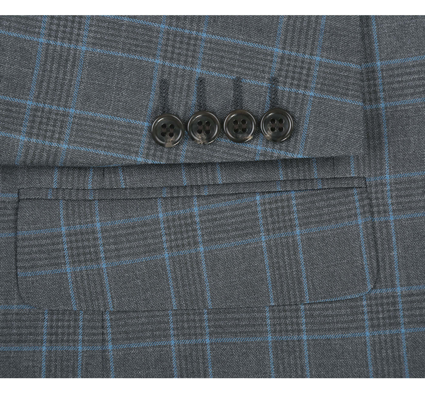 293-5 Men's Two Piece Classic Fit Windowpane Check Dress Suit - Image 5