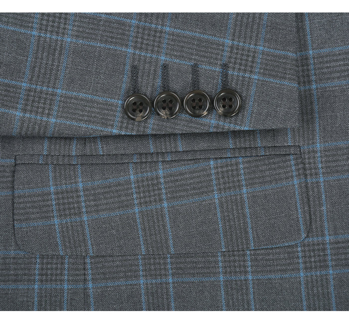 293-5 Men's Two Piece Classic Fit Windowpane Check Dress Suit - Image 5