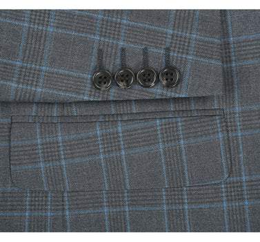 293-5 Men's Two Piece Classic Fit Windowpane Check Dress Suit - Image 5