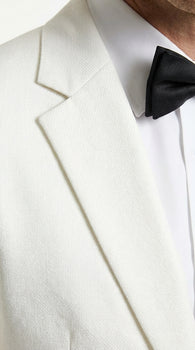Mens White Wedding Tuxedo Suit – Formal Groom Suit Set Classic Dinner Jacket + White Tuxedo Shirt + Black Bow Tie