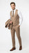 Men’s Rossiman Tan Suit with Gold Buttons, Peak Lapel Jacket and Double Breasted Vest
