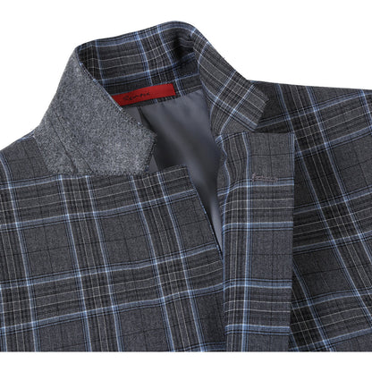 293-28 Men's Slim Fit Checked Suits - Image 5