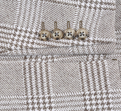 Half Canvas Slim Fit Blazer in Plaid Gray - Image 5