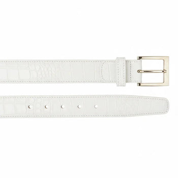 Belvedere Caiman Belt - White Genuine Crocodile Leather Shoe