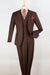 Apollo King Designer Brand Mens Two Button Pleated Pant Classic Fit Vested Suit in Brown