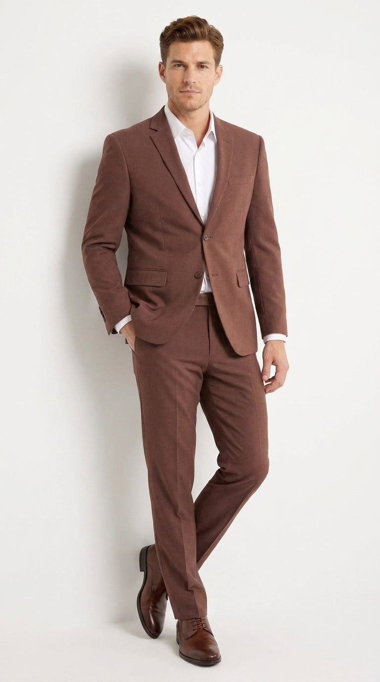 Men’s Coffee Brown 2-Piece Suit – Two-Button Wedding, Business and Formal Suit
