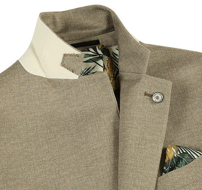 Half Canvas Slim Fit Blazer in Khaki - Image 5