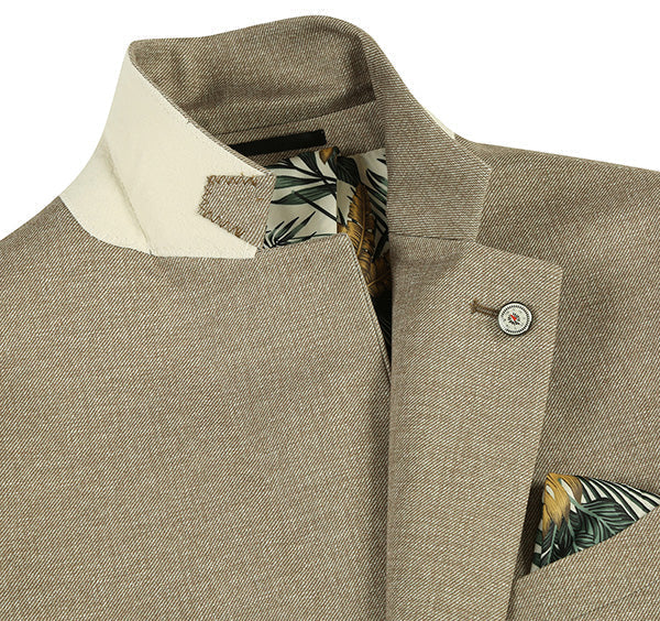 Half Canvas Slim Fit Blazer in Khaki - Image 5