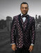 Mens Vested Polka Dot Tuxedo in Burgundy