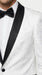 Men’s White Dinner Jacket Disco Blazer 1980s Sequin Style Jacket – Black Lapel Party Blazer, Formal Masquerade Club Wear Paisley Fabric + Bowtie