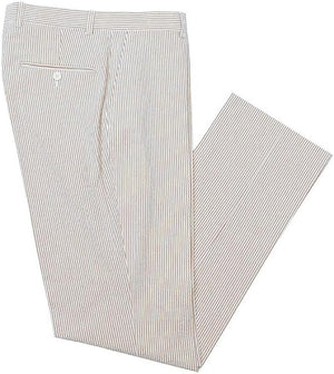 Mens Seersucker Pants - Summer Casual Pinstripe Modern Fit in Color Tan