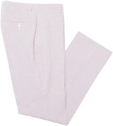 Mens Seersucker Pants - Summer Casual Pinstripe Modern Fit in Color Pink