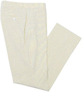 Mens Seersucker Pants - Summer Casual Pinstripe Modern Fit in Color Yellow