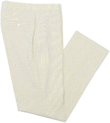 Mens Seersucker Pants - Summer Casual Pinstripe Modern Fit in Color Yellow